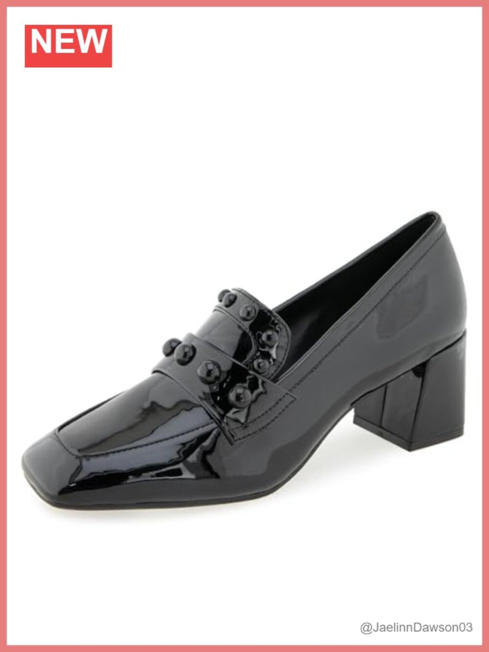 Aerosoles Women's Izell Block Heel Loafer Faux Leather Studded Slip-On